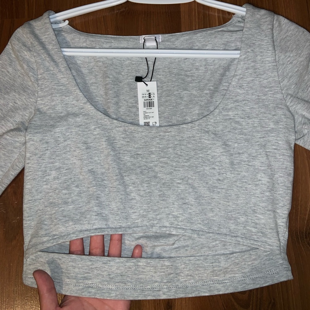Crop cut-out long sleeve shirt